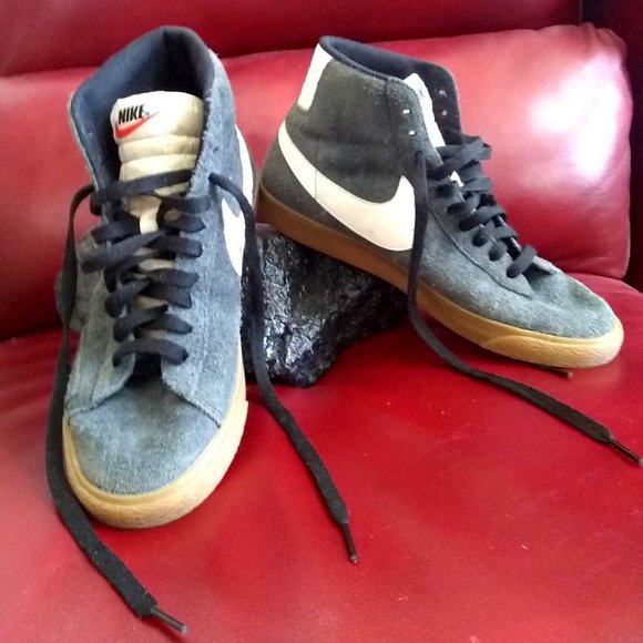 Nike Grey/White Suede High Top Sneakers Sz8 - Picture 1 of 5